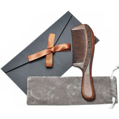 Wood Comb,Wooden hair comb,100% Natural Sucupira Comb-Anti Static(Fine Tooth-7.6 Inch)