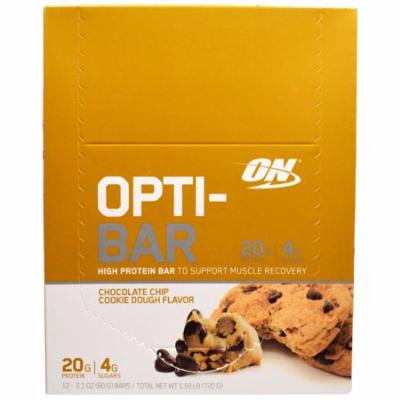 Optimum Nutrition, Opti-Bar High Protein Bar, Chocolate Chip Cookie Dough, 12 Bars - 2.1 oz (60 g) Each(pack of 2)