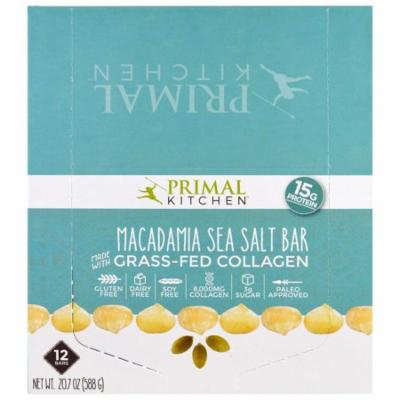 Primal Kitchen, Macadamia Sea Salt, Grass-Fed Collagen, 12 Bars, 1.7 oz (49 g) Each(pack of 1)