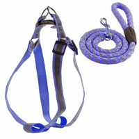Reflective Dog Leash Harness Set, Nylon Dog Training Leash Dog Walking Leash with Dog Harness Blue