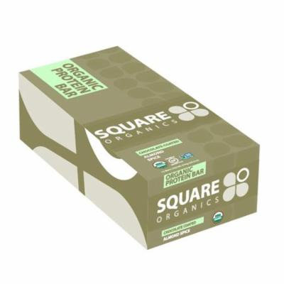 Square Organics, Organic Protein Bar, Chocolate Coated Almond Spice, 12 Bars, 1.7 oz (48 g) Each(pack of 2)