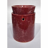 Burgundy Marble Decorative Ceramic Tart Warmer - Set of Dish and Burner - Electric Candle and Oil Warmer - Works as Diffuser for Oils and Fragrances - Easy Plug in Feature