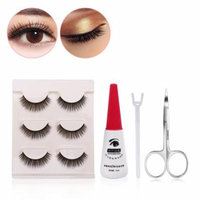 FRCOLOR Fake Eyelashes Hand-made False Lashes Extension & False Eyelashes Clip Scissors and Glue for Makeup