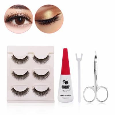 FRCOLOR Fake Eyelashes Hand-made False Lashes Extension & False Eyelashes Clip Scissors and Glue for Makeup