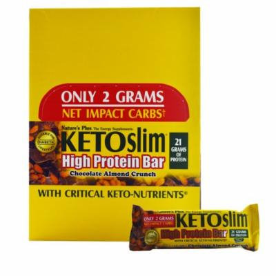 Nature's Plus, Ketoslim, High Protein Bar, Chocolate Almond Crunch, 12 Bars, 2.1 oz (60 g) Each(pack of 2)