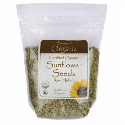 Swanson Certified Organic Sunflower Seeds Raw, Hulled 16 oz (1 lb) (454 g) Pkg