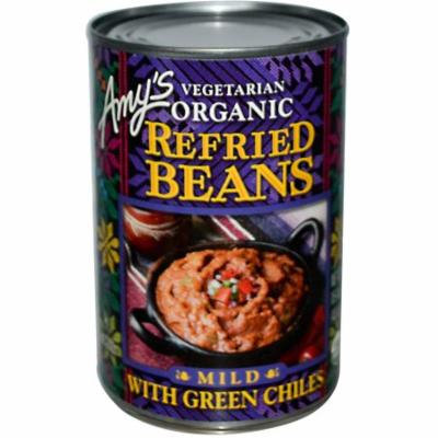Amy's, Vegetarian Organic Refried Beans with Green Chiles, Mild, 15.4 oz (pack of 6)