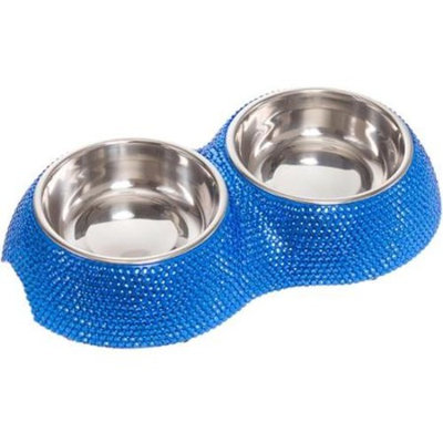 Crystal Rhinestone Stainless Steel Small Dog Fashion Pet Bowl Feeder