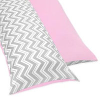 Sweet Jojo Designs Pink and Gray Chevron Full Length Double Zippered Body Pillow Case Cover