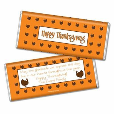 Thanksgiving Personalized Chocolate Bar (Fully Assembled) Happy Turkeys (36 Count) Orange