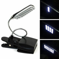 HDE Bright 28 LED 3 Mode Clip On Lamp Flexible Neck Clamp Desk Light (USB or Battery Operated)