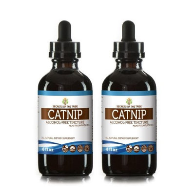 Secrets Of The Tribe Catnip Tincture Alcohol-FREE Extract, Organic Catnip (Nepeta Cataria) Dried Leaf 2x4 oz