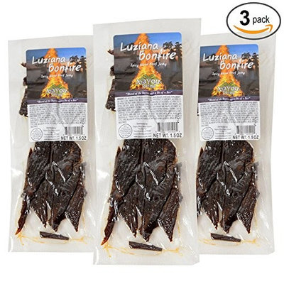 Bayou Blend Cajun Style Gourmet Beef Jerky - Premium Quality Lean Beef - High Protein Healthy Meat Snacks - Choose From 4 Awesome Flavors (Luziana Bonfire 4.5 Oz)
