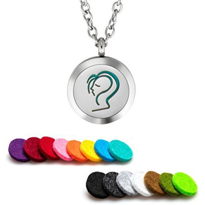 Plant Guru Essential Oil Diffuser Necklace Aromatherapy 25mm Stainless Steel Locket Pendant with 24 Inch Adjustable Chain, 15 Washable Refill Felt Pads. (Virgo Zodiac)