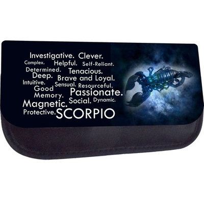 Zodiac Scorpio Traits - Black Multi-Purpose Cosmetic Case - Bag - with 2 Zippered Pockets and Nylon Lining