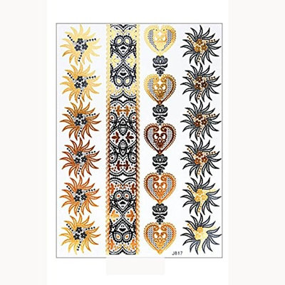RTYou(TM) Glittery Metalic Tattoo Sticker Fluorescent Waterproof Gold Silver Tattoo