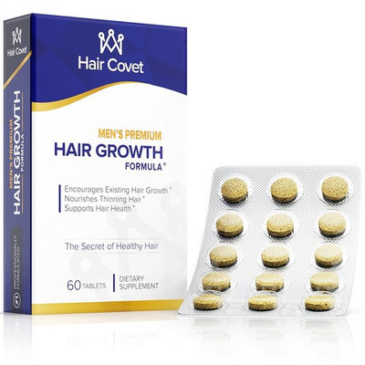 Men's Hair Growth Vitamins With Biotin (5000 mcg) | Boost Beard, Body Hair | Longer, Stronger, Thicker, and Healthier | Non-GMO, Gluten & Cruelty Free | 60 Small Tablets