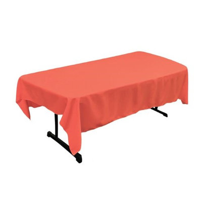 LA Linen TCpop60x90-CoralP55 Polyester Poplin Rectangular Tablecloth Coral - 60 x 90 in.