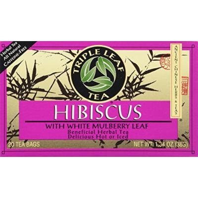 Triple Leaf Tea Bags Hibiscus White Mulberry, 20 Count by Triple Leaf Tea