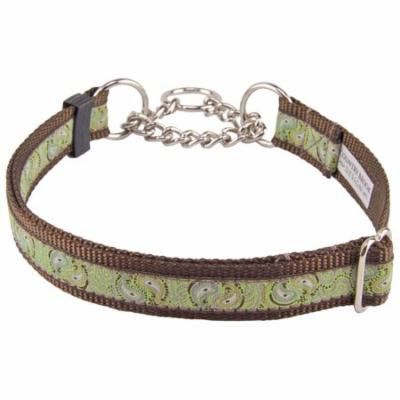 Country Brook Petz™ Paisley Pairs Woven Ribbon on Brown Half Check Dog Collar Limited Edition