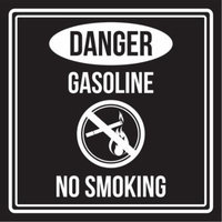 Danger Gasoline No Smoking Black and White Business Commercial Safety Warning Square Sign - 9x9