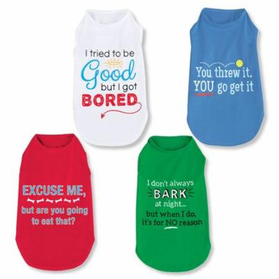 Dog Clothes & Apparel - Set of 4 Funny T-Shirts, Medium