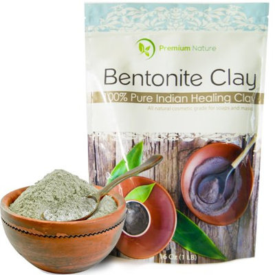 Indian Healing Bentonite Detox Clay - 16 oz 100% Natural Face Mask Reduces Acne - Aztec Natural Deep Pore Cleansing - All Natural for Skin & Hair Removes Toxins by Premium Nature