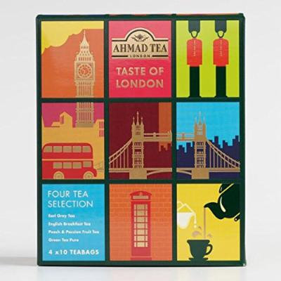 Ahmad Tea Taste of London, 40 Tea Bags: Earl Grey, English Breakfast, Peach and Passion Fruit, and Pure Green Tea