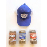 Postum Three Flavor Pack Roasted Wheat-Bran & Molasses - Natural Coffee - Cocoa Blend Flavors with Postum Hat