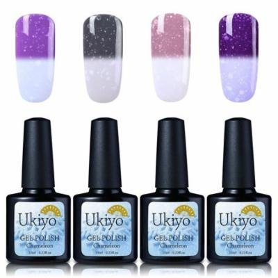 Ukiyo Gel Nail Polish Sets 4Pcs Temperature Thermal Color Changing Snowflake Color 10ml 0.33fl.oz UV LED Soak Off Long Lasting Lacquer Varnish Nail Gelish (#5)