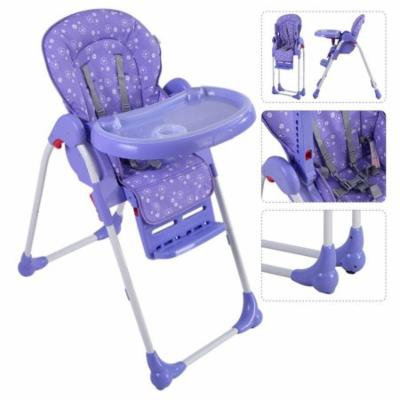 Adjustable Baby High Chair Infant Toddler Feeding Booster Seat Folding - Purple