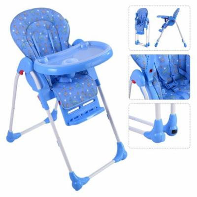Adjustable Baby High Chair Infant Toddler Feeding Booster Seat Folding - Blue