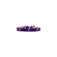 Bronze Fleur De Lis Widget Dog Collar Purple Ice Cream Size 14