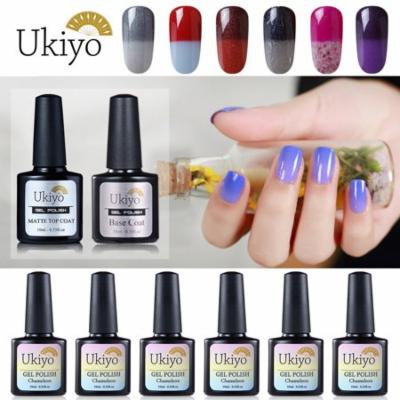 Ukiyo Thermal Color Change Chameleon UV Gel Polish With No Wipe Gel Top Coat And Base Coat Multicolor Combo Color Set Of 8pcs X 10ml 0.33fl.oz Nail Polish Set 02