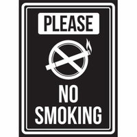 Please No Smoking Black And White Business Commercial Safety Warning Small Sign, 7.5x10.5 Inch