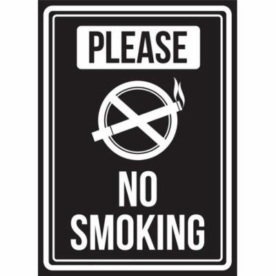 Please No Smoking Black And White Business Commercial Safety Warning Small Sign, 7.5x10.5 Inch