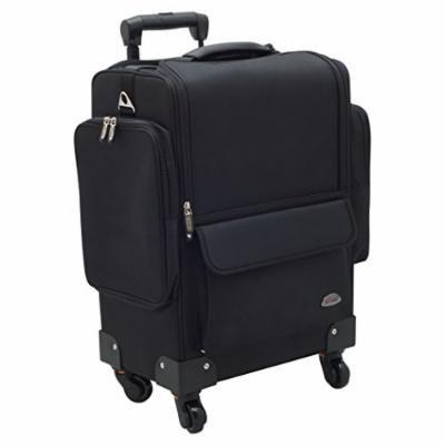 Sunrise Le Oche Rolling Soft Sided Makeup Case Professional Nail Travel Wheel Organizer, Black Canvas, 16 Pound