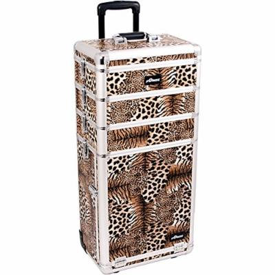 Sunrise Cabala 2-In-1 Rolling Makeup Case Professional Nail Travel Organizer Box, Leopard, 25 Pound