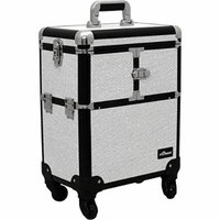 Sunrise Le Sechere Heavy Duty Rolling Makeup Case Professional Nail Travel Organizer Box, White Krystal, 16 Pound