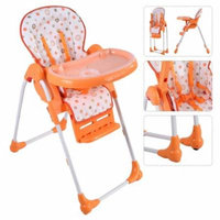Adjustable Baby High Chair Infant Toddler Feeding Booster Seat Folding - Orange