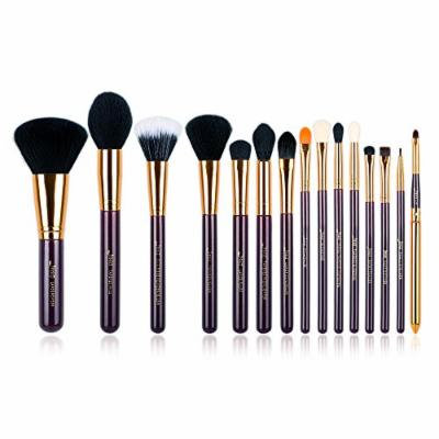 Jessup 15 Pcs Pro Makeup Brushes Makeup Brush Set Beauty Cosmetics Powder Foundation Eyeshadow Eyeliner Blending Lip Make Up Brush Tools Purple/Gold T095