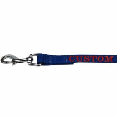 Custom Embroidered Made In The Usa Nylon Pet Leash 5/8in By 4ft Blue