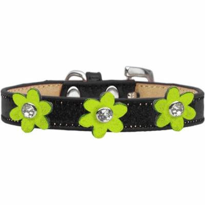 Metallic Flower Ice Cream Collar Black With Metallic Lime Green Flowers Size 16