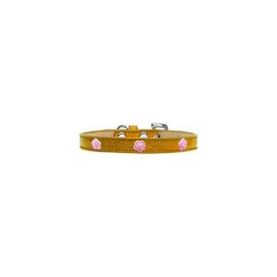 Bright Pink Rose Widget Dog Collar Gold Ice Cream Size 20