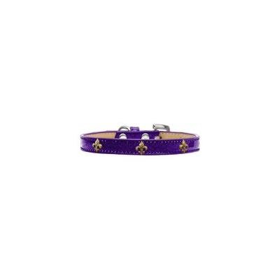 Bronze Fleur De Lis Widget Dog Collar Purple Ice Cream Size 18