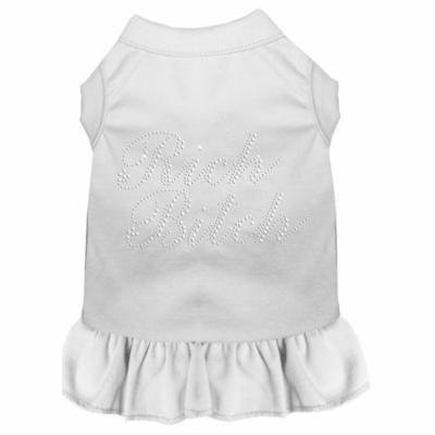 Rhinestone Rich Bitch Dress White Lg (14)