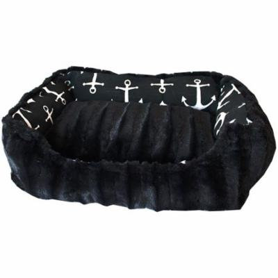 Reversible Bumper Dog Bed Black Anchor Small