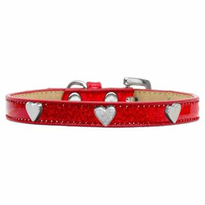 Silver Heart Widget Dog Collar Red Ice Cream Size 20