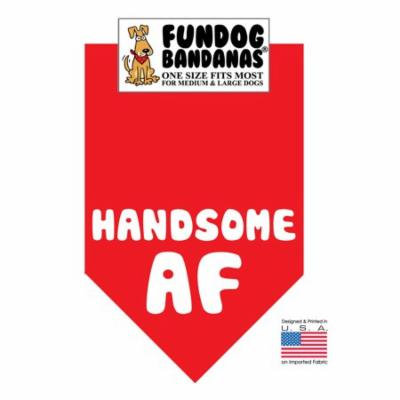 Fun Dog Bandana -Handsome AF - One Size Fits Most for Medium to Large Dogs, red pet scarf