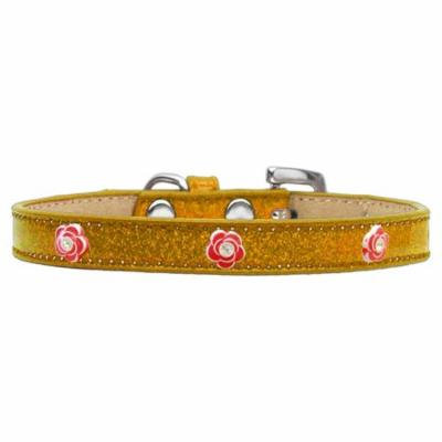 Red Rose Widget Dog Collar Gold Ice Cream Size 14